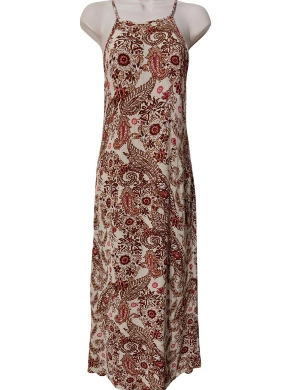 Women's printed floral pattern three-bird nest style paisley pattern long dress
